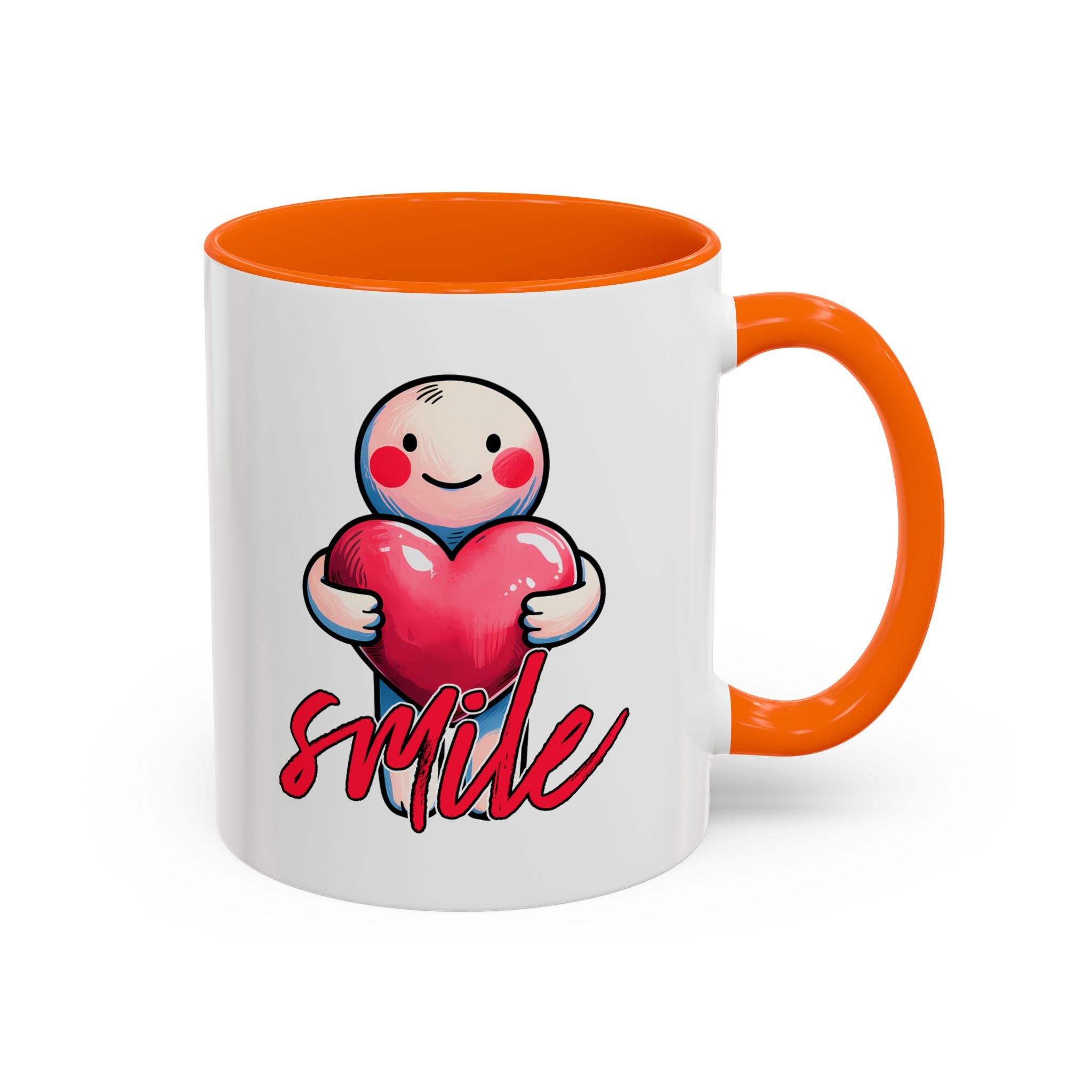 Smiling Heart Accent Coffee Mug - 11oz & 15oz | Cute Gift for Friends & Family