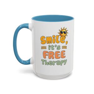 Smile It's Free Therapy Coffee Mug - Fun & Cheerful Accent Mugs for Brightening Your Day
