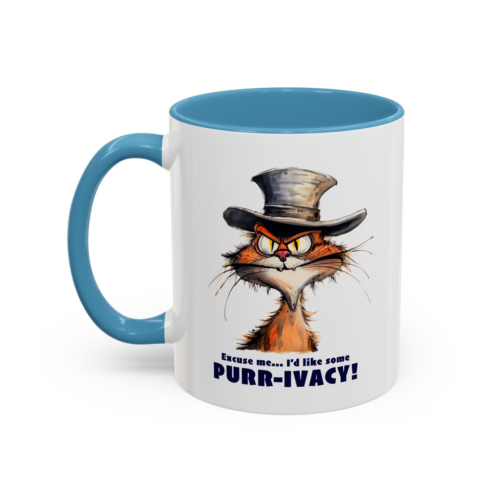 Funny Cat Coffee Mug - Purr-ivacy & Puppy Humor, Gifts for Cat Lovers, Home Office Accessories, Birthday, Pet Owner Mug
