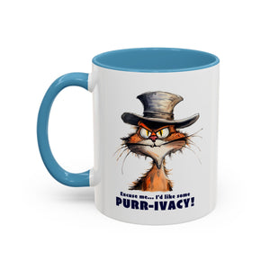 Funny Cat Coffee Mug - Purr-ivacy & Puppy Humor, Gifts for Cat Lovers, Home Office Accessories, Birthday, Pet Owner Mug