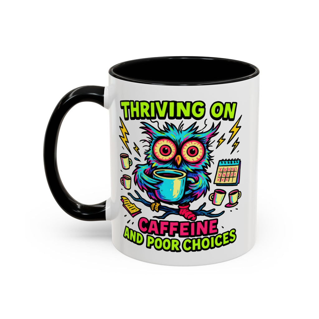 Thriving on Caffeine Mug | Funny Owl Coffee Cup | Gift for Coffee Lovers | Cute Kitchen Decor | Birthday, Holiday Gift