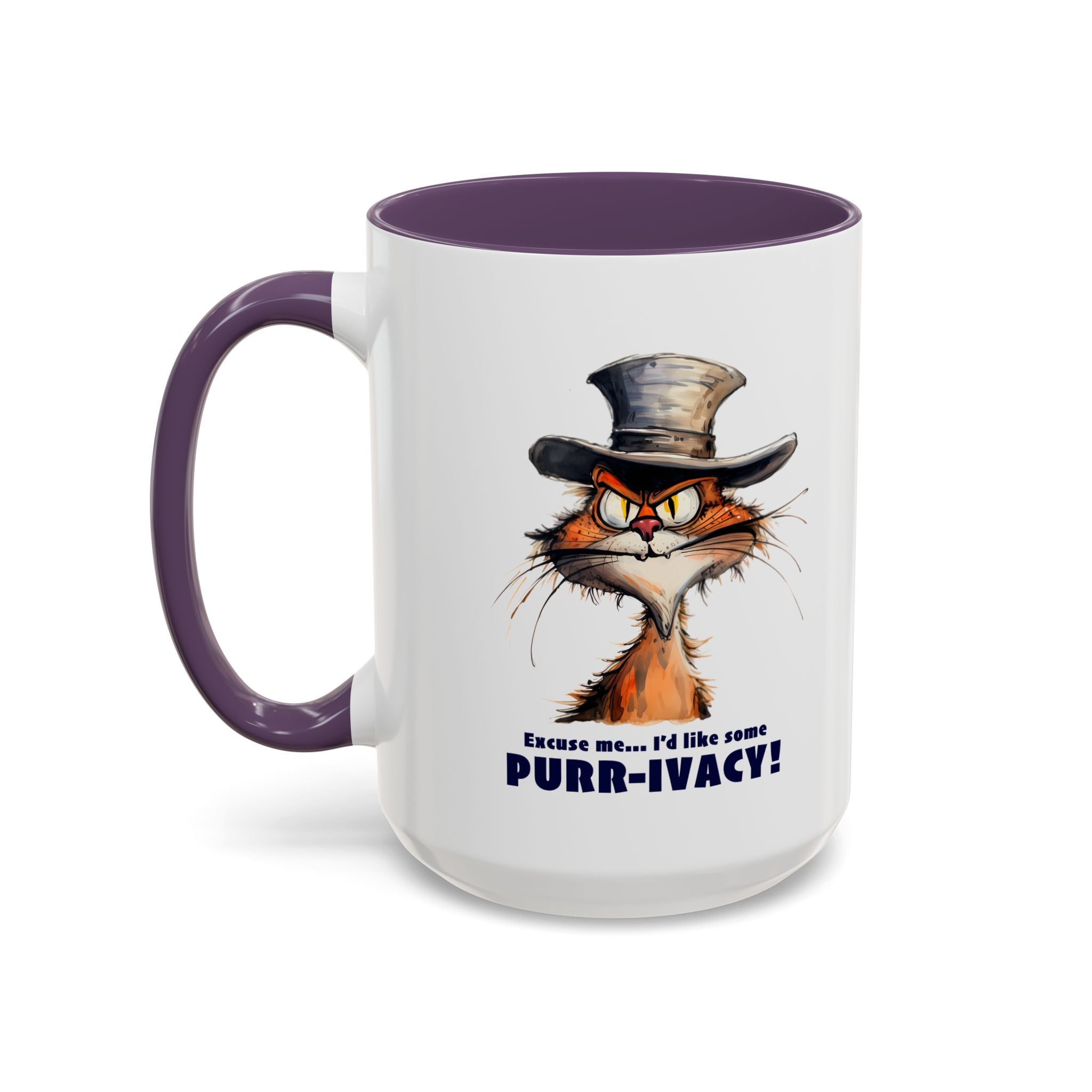 Funny Cat Coffee Mug - Purr-ivacy & Puppy Humor, Gifts for Cat Lovers, Home Office Accessories, Birthday, Pet Owner Mug