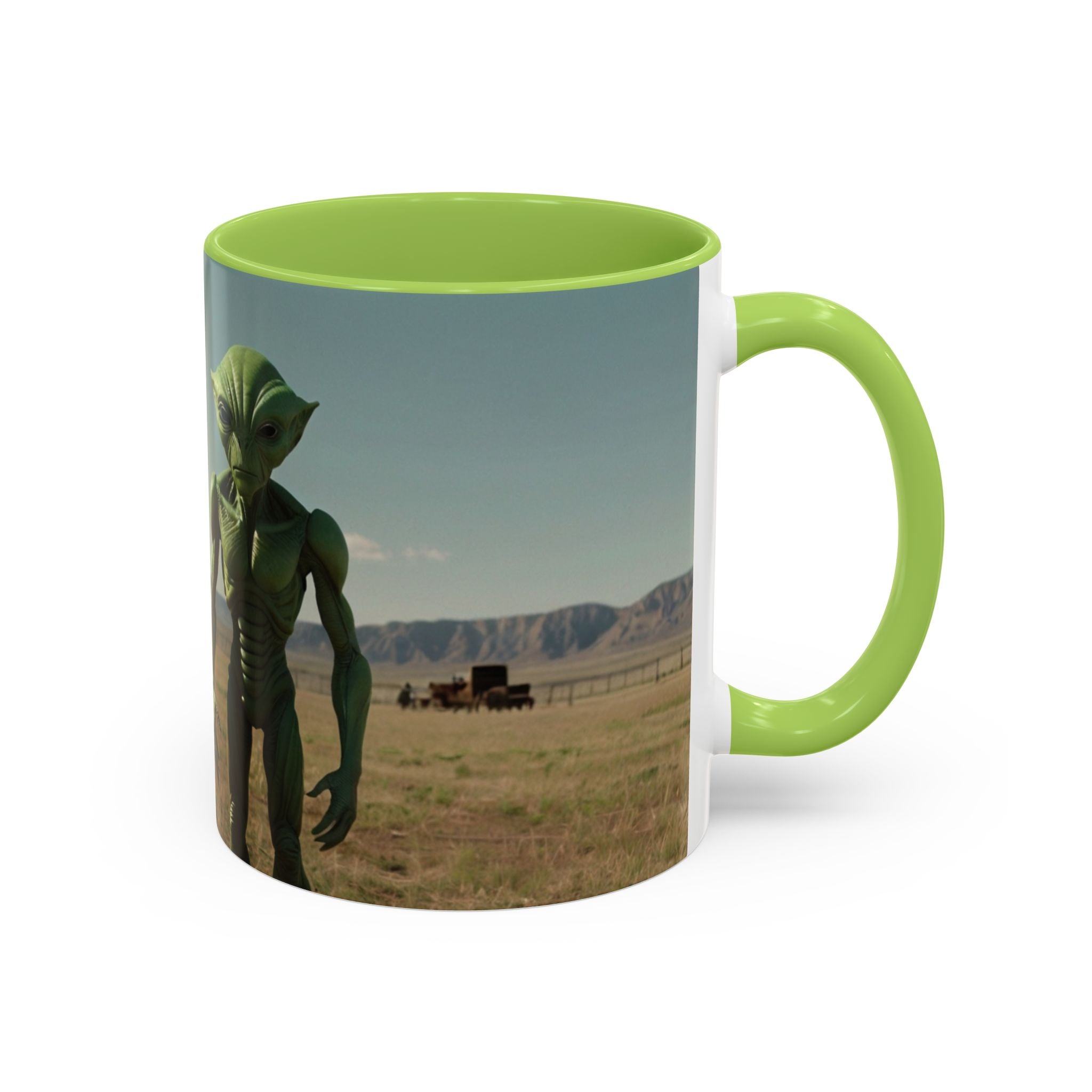 Alien Encounter Accent Coffee Mug – Sci‑Fi UFO Extraterrestrial Design (11/15oz)