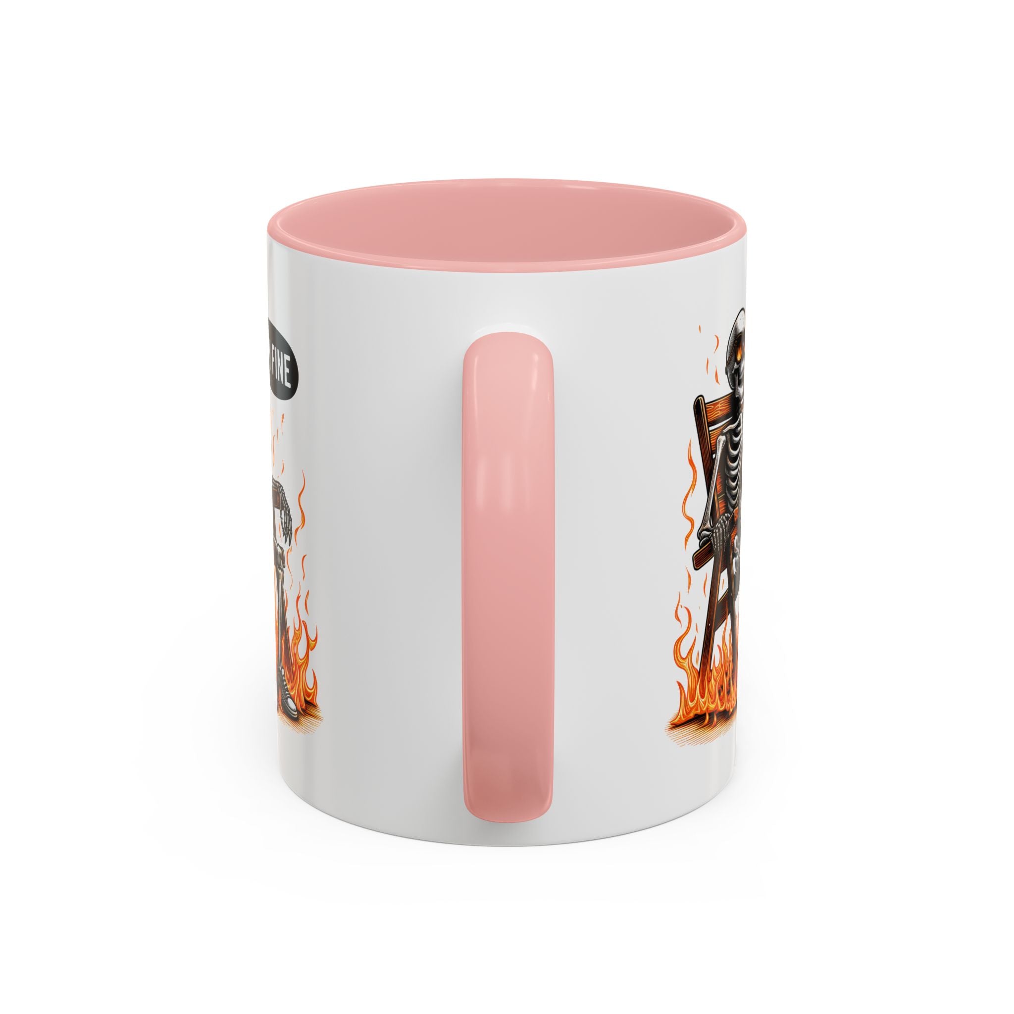 Funny I'M fine  Skeleton on fire Coffee Mug - Humor Gift for Halloween, Coffee Lovers,  Decor, Gag Gift, 11-15oz Accent Mug