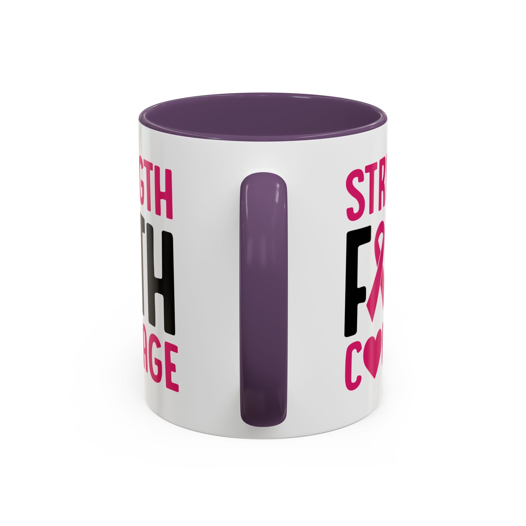 Inspirational Coffee Mug: Strength, Faith, Courage - Gift for Survivors, Awareness Events, Supportive Home Decor, Encouragement