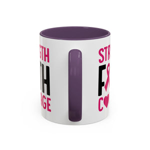 Inspirational Coffee Mug: Strength, Faith, Courage - Gift for Survivors, Awareness Events, Supportive Home Decor, Encouragement