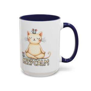 Serene Cat Coffee Mug, Funny Pet Lover's Gift, Cute Keepsake for Relaxation, Relaxing Drinkware, Quirky Home Decor
