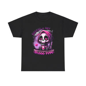 My blood type is coffee Unisex Heavy Cotton Tee by abc school fundraiser