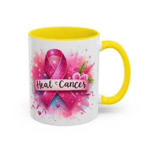 Pink Ribbon Healing Coffee Mug | Support Cancer Awareness | Inspirational Gift | Breast Cancer Support | 11oz & 15oz Options