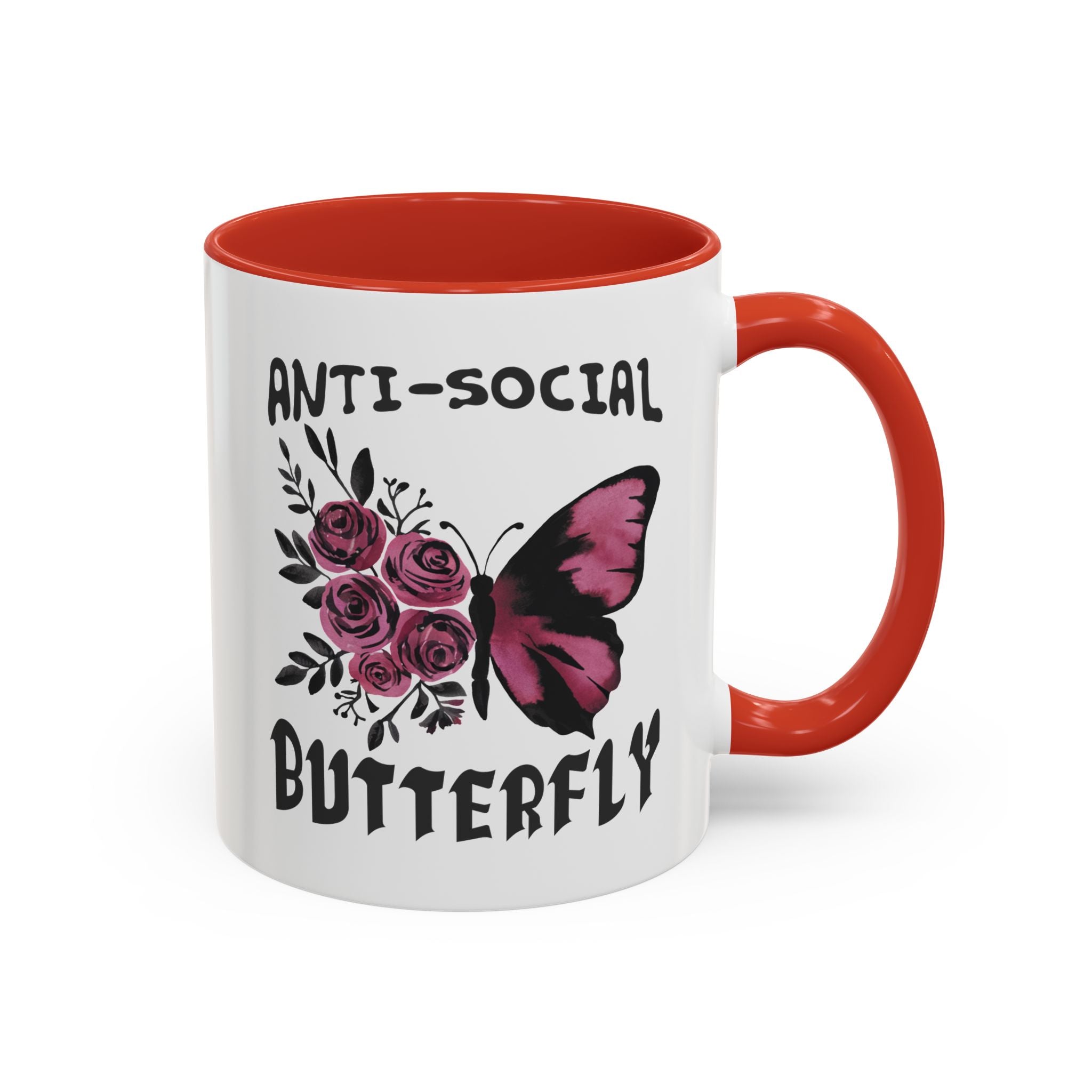 Anti-Social Butterfly Coffee Mug - Floral & Butterfly Design