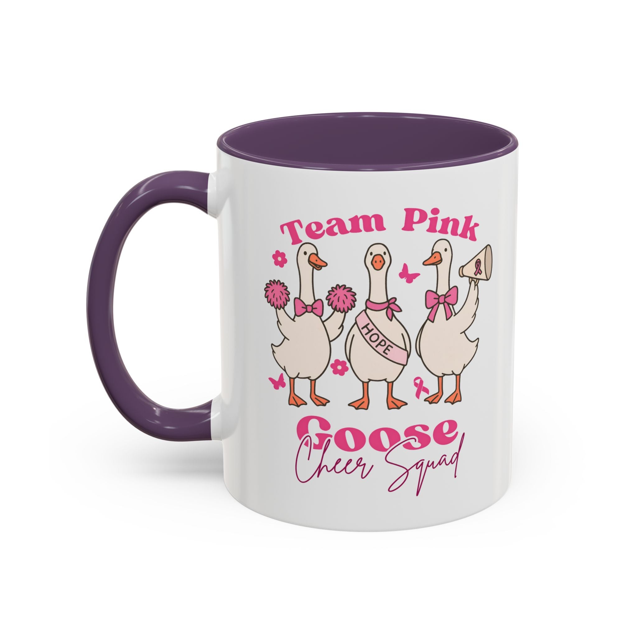 cancer awareness Team Pink Goose Cheer Squad Coffee Mug - Cute Animal Mug for Fun Gifts,   Home Decor/Office Use