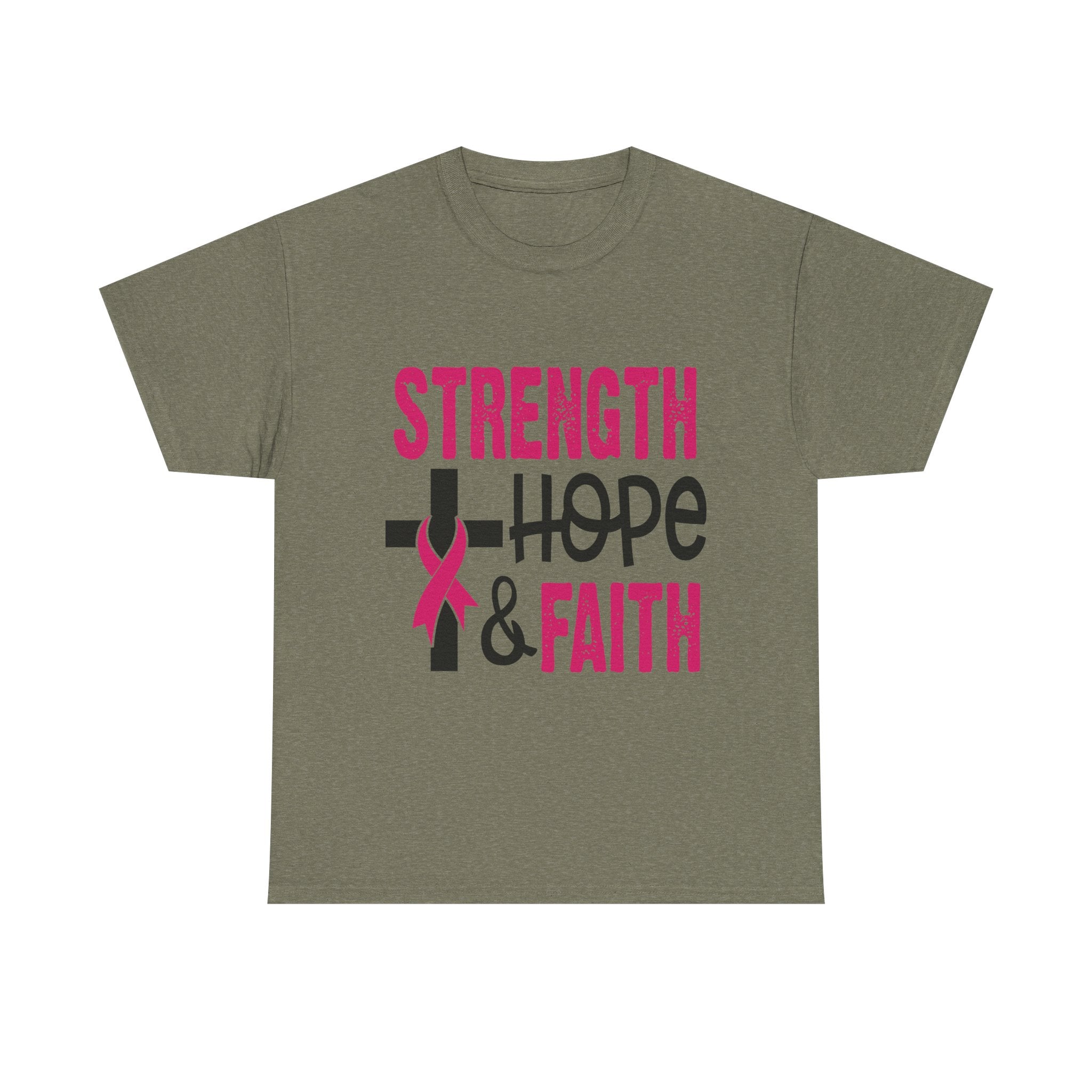 Unisex Cotton Tee - Strength, Hope & Faith, Inspirational Shirt, Breast Cancer Awareness Tee, Faith-Based Apparel, Motivational Gift