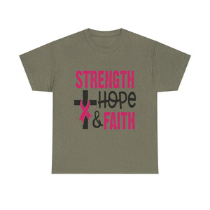 Unisex Cotton Tee - Strength, Hope & Faith, Inspirational Shirt, Breast Cancer Awareness Tee, Faith-Based Apparel, Motivational Gift