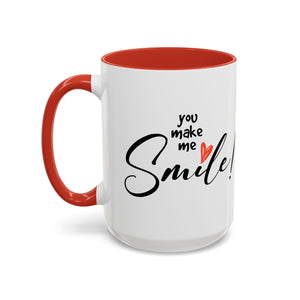 Inspirational Accent Coffee Mug - "You Make Me Smile!" - Perfect Gift for Friends & Family