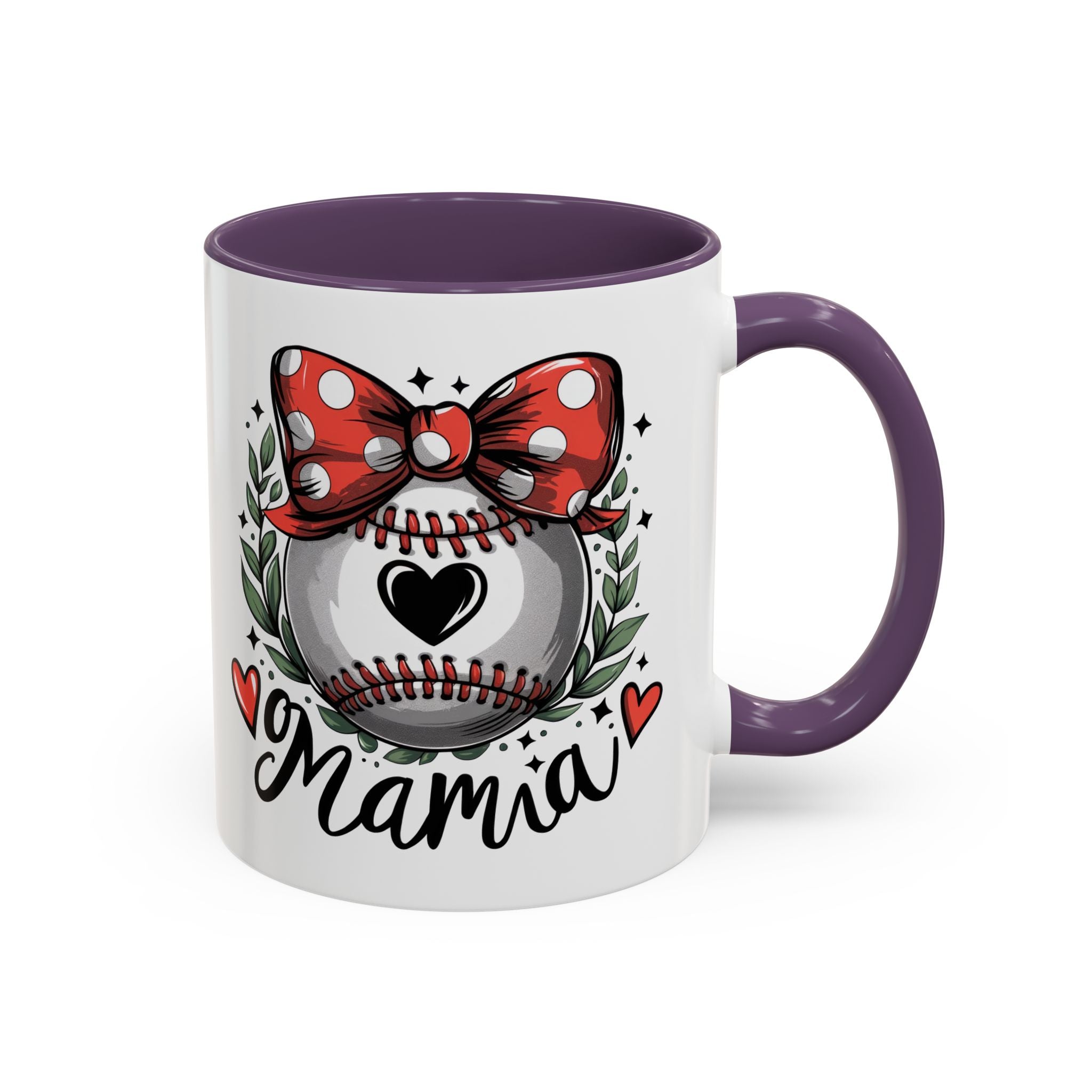 Mama's Accent Coffee Mug | Baseball & Heart Design | Gift for Mom, Mother's Day, Birthday, Coffee Lovers, Baseball Fans