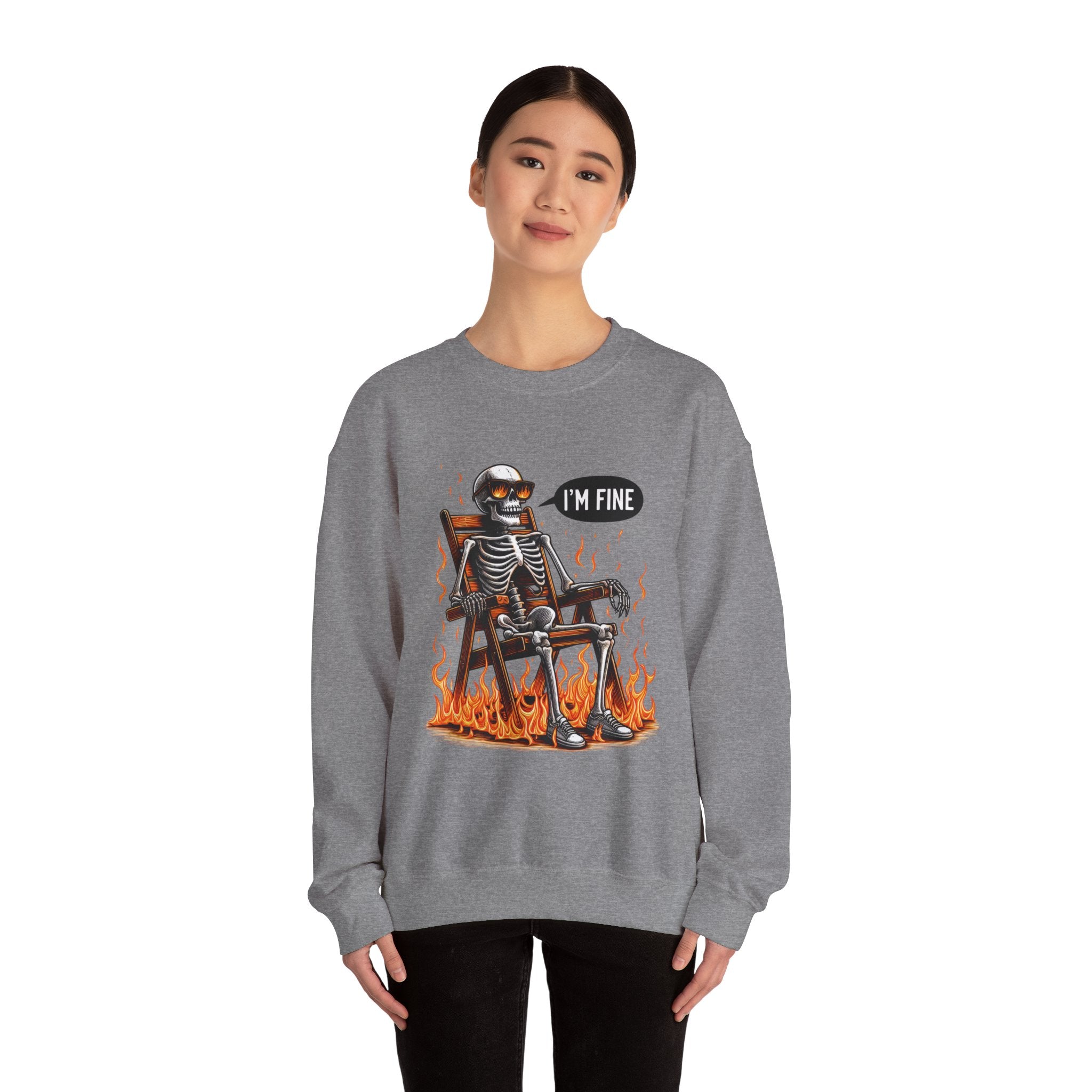 Chill Vibes Skeleton Sweatshirt, Unisex Crewneck, Perfect for Halloween, Casual Wear, Gift for Friends, Cozy Lounge Wear