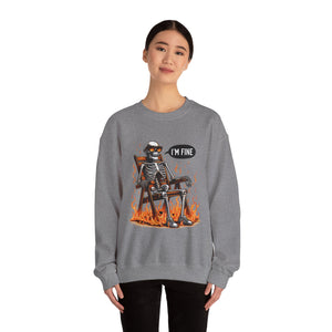 Chill Vibes Skeleton Sweatshirt, Unisex Crewneck, Perfect for Halloween, Casual Wear, Gift for Friends, Cozy Lounge Wear