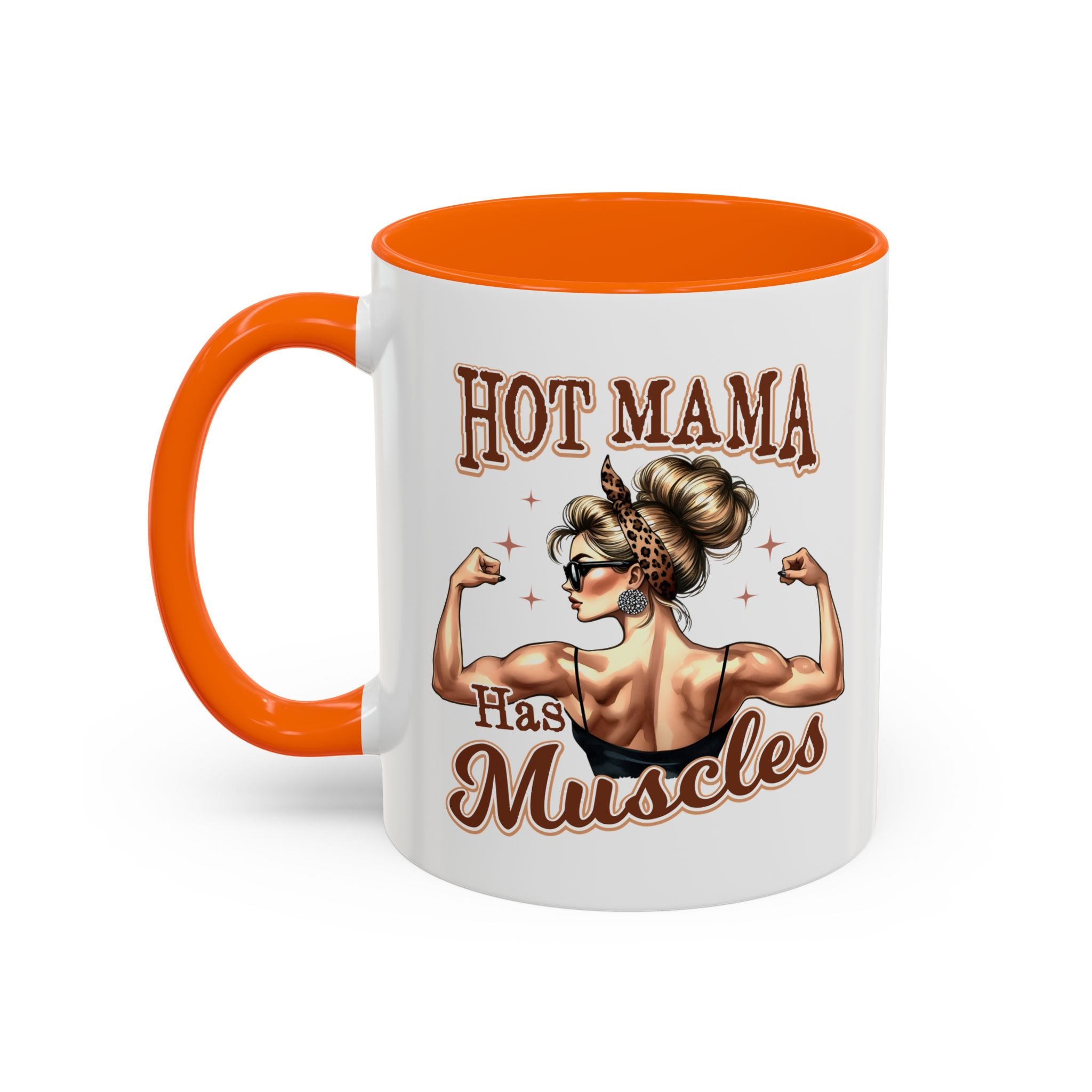 Hot Mama Has Muscles Coffee Mug - Fun & Motivational 11/15oz Accent Mug for Fitness Lovers