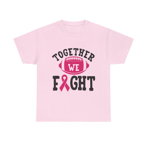 Together We Fight Football Tee, Awareness T-Shirt, Breast Cancer Support Shirt, Unisex Cotton Tee, Game Day Apparel, Gift for Him/Her