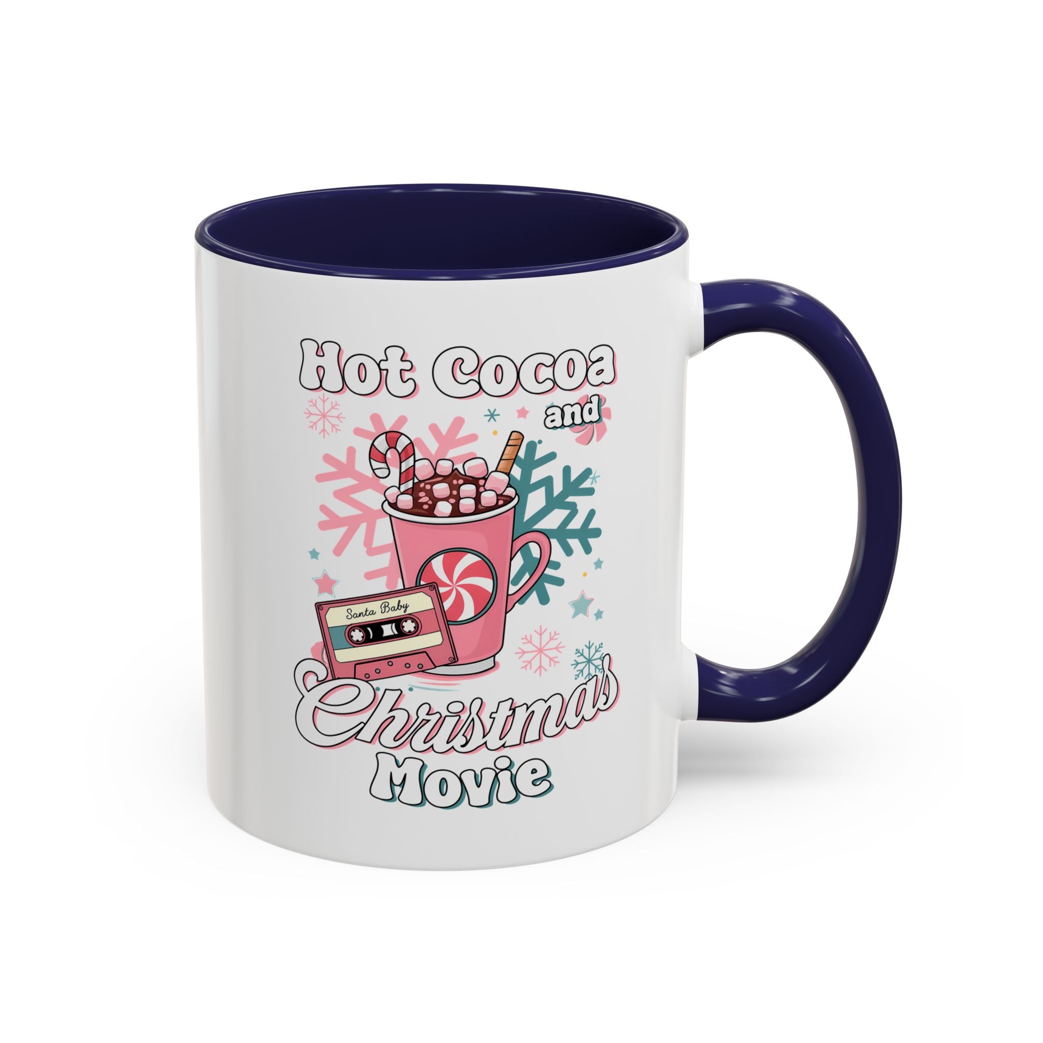 Hot Cocoa & Christmas Movie Mug, Cozy Holiday Cup, Winter Gift, Festive Beverage Container, Cute Coffee Mug