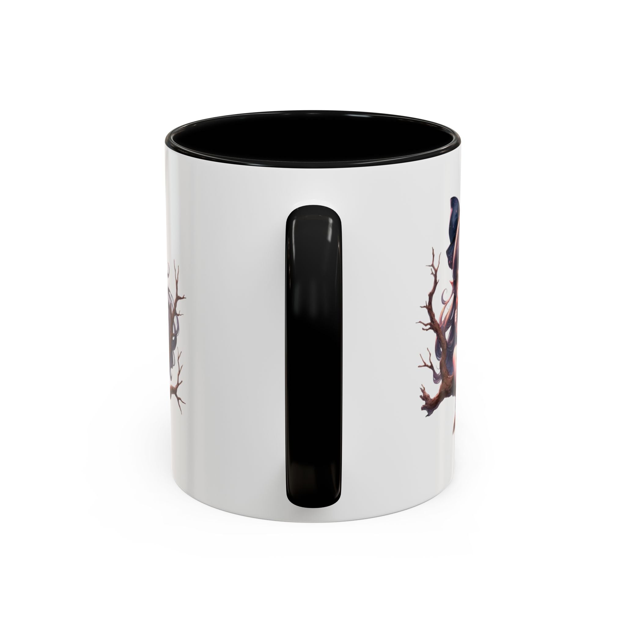 gothic vampire girl in tree horror art Accent Coffee Mug (11, 15oz) png16