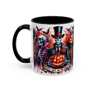Halloween-themed Accent Coffee Mug, Spooky Skull Mug, Pumpkin Art Cup, Unique Gift for Halloween Lovers, October Decor