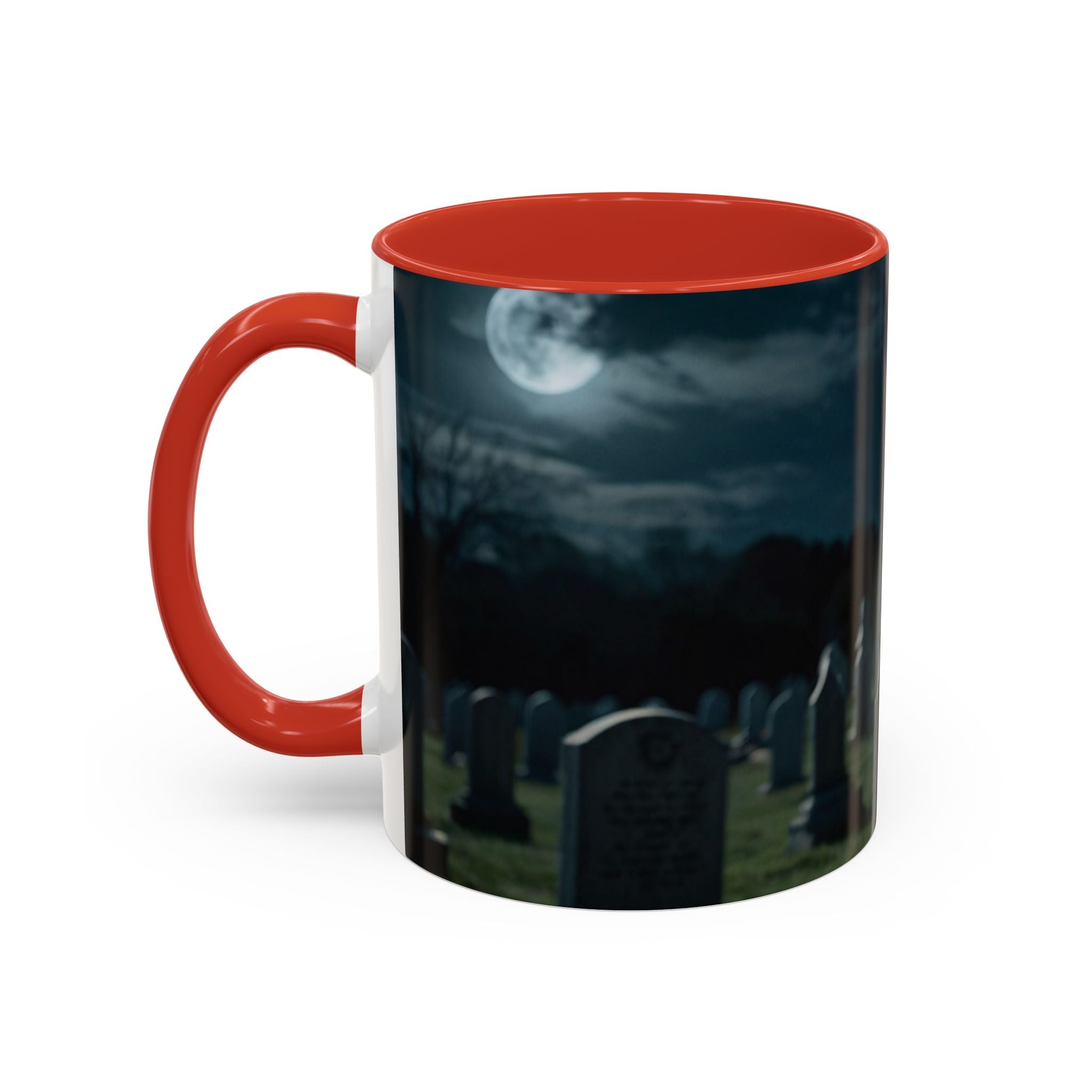 werewolf Howling Wolf Accent Coffee Mug – Gothic Cemetery Night Design (11/15oz) fantasy horror