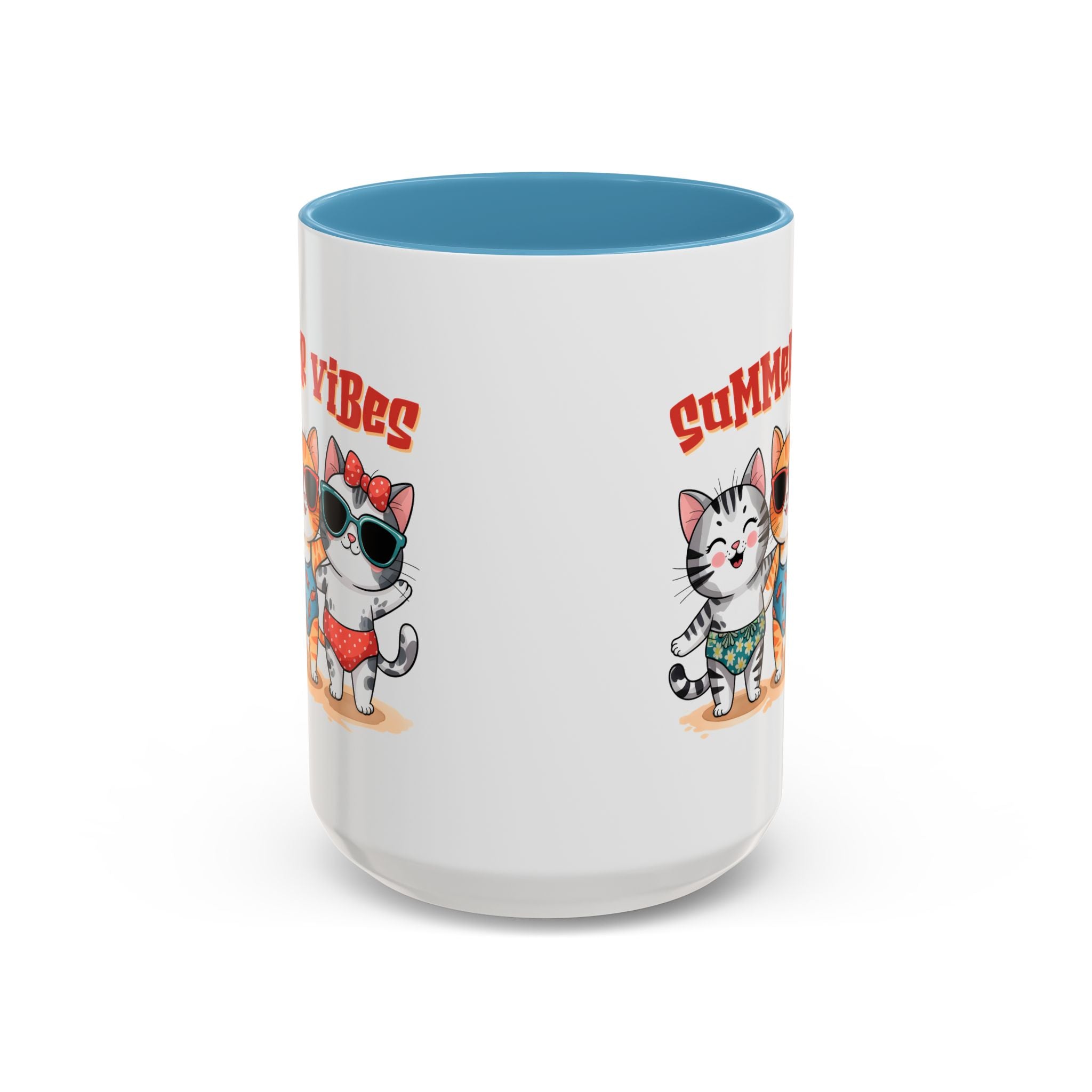 Summer Vibes Cat Coffee Mug - Fun Accent Mug for Cat Lovers