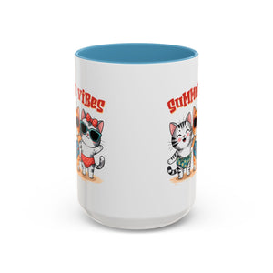 Summer Vibes Cat Coffee Mug - Fun Accent Mug for Cat Lovers