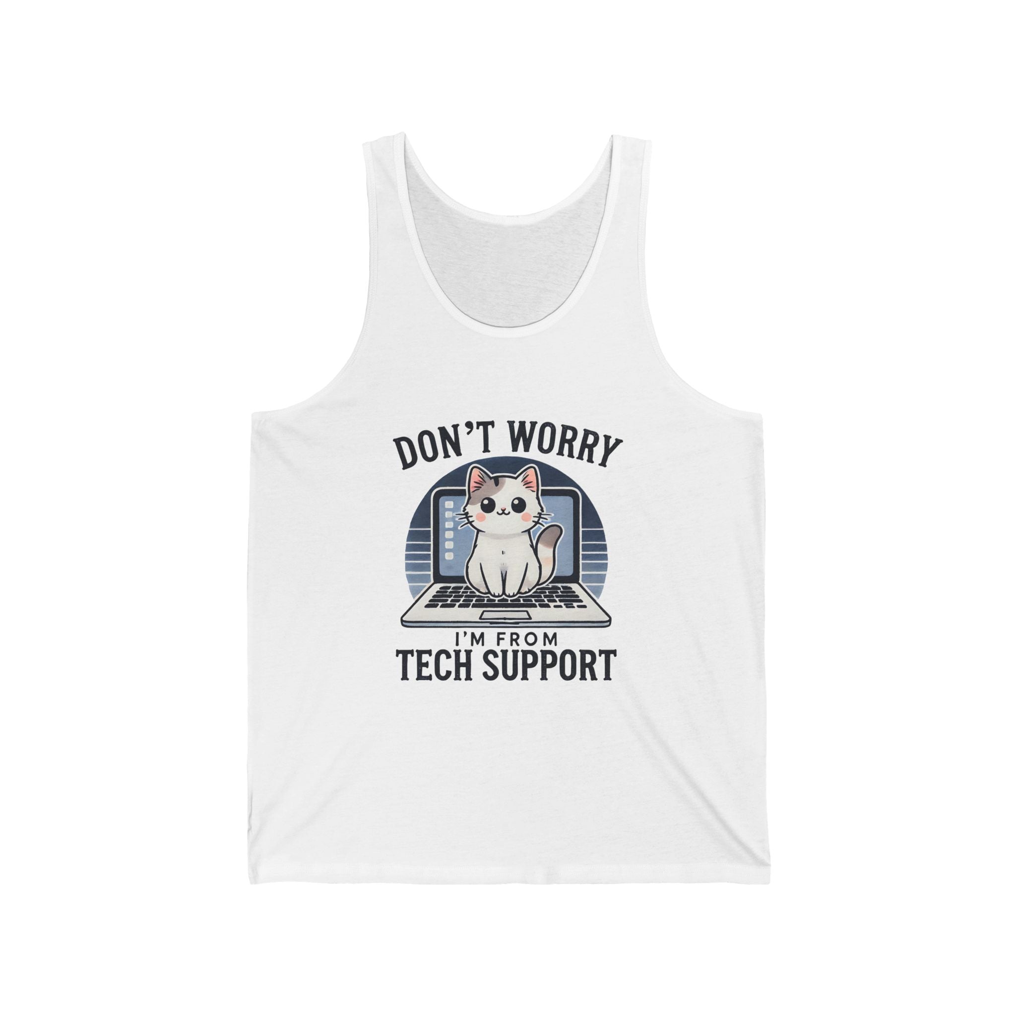 Funny Cat Tech Support Unisex Jersey Tank