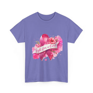 Fight for a Cure Unisex Heavy Cotton Tee | Breast Cancer Awareness Shirt, Support Tee, Gift for Her, Charity Fundraiser Tee, Pink Ribbon Tee