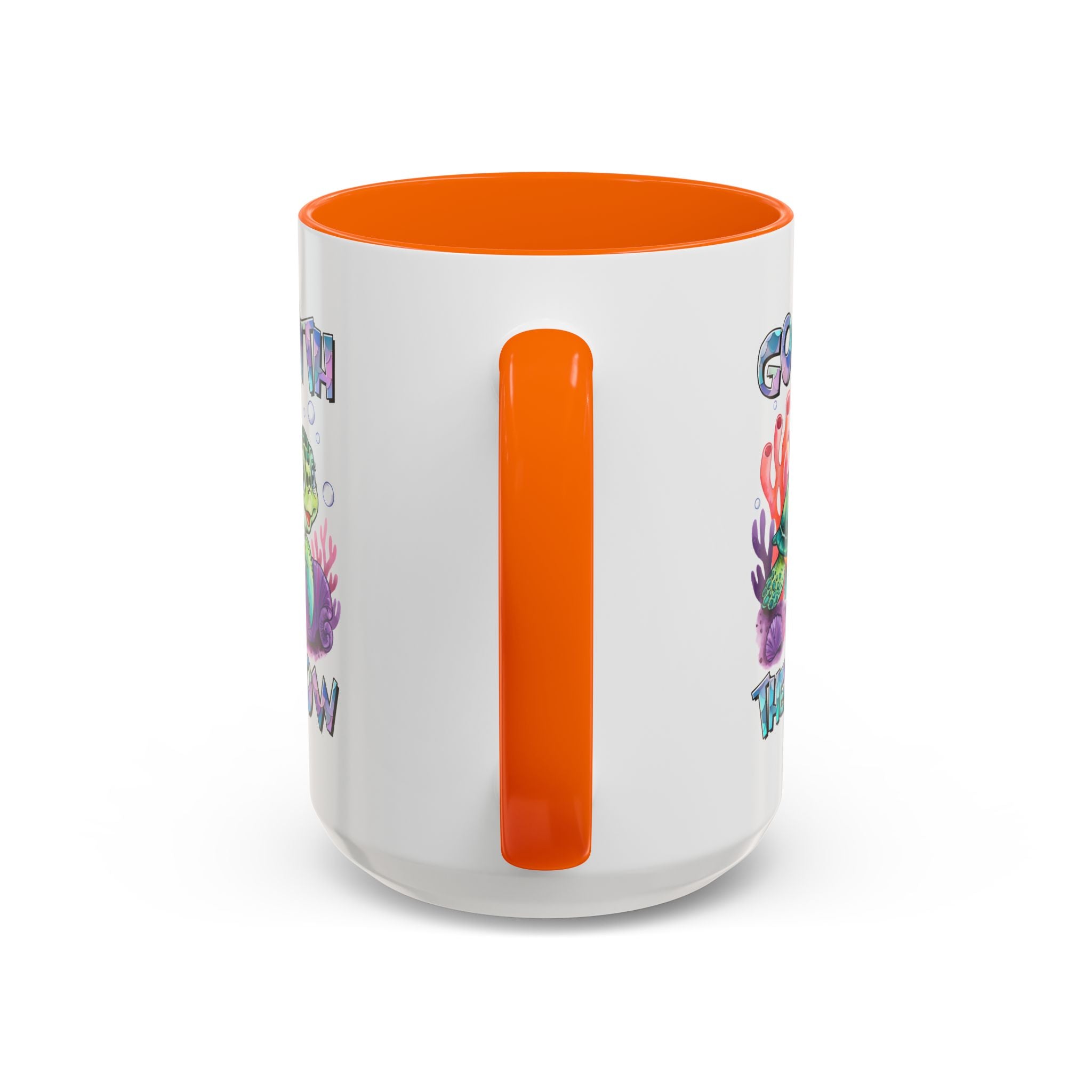 Ocean-Inspired Accent Coffee Mug - 'Go With The Flow' Design turtle