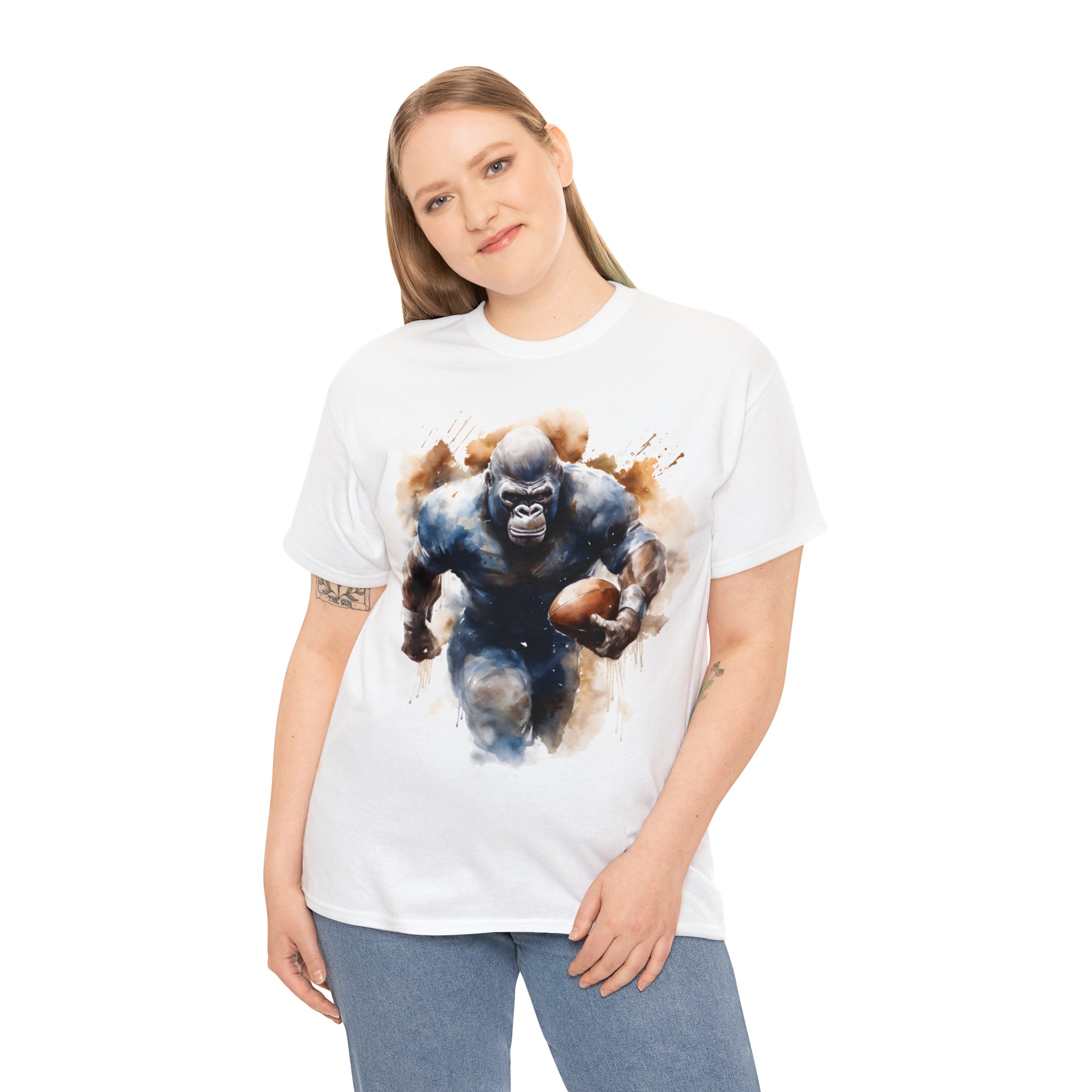 funny Football gorilla t shirt gift Unisex Heavy Cotton Tee