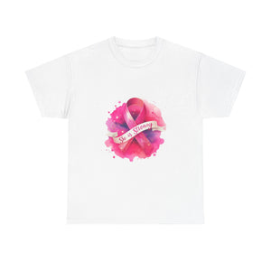Empowering Cancer Awareness Tee - She is Strong, Support Shirt, Gift for Survivors, Pink Ribbon Apparel, Breast Cancer Awareness