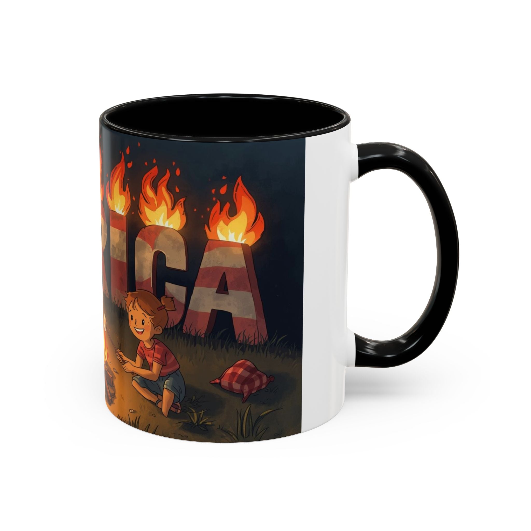 Patriotic Camping Coffee Mug - Fun America Design, Perfect for , Campfire Gatherings, Super for Gifts