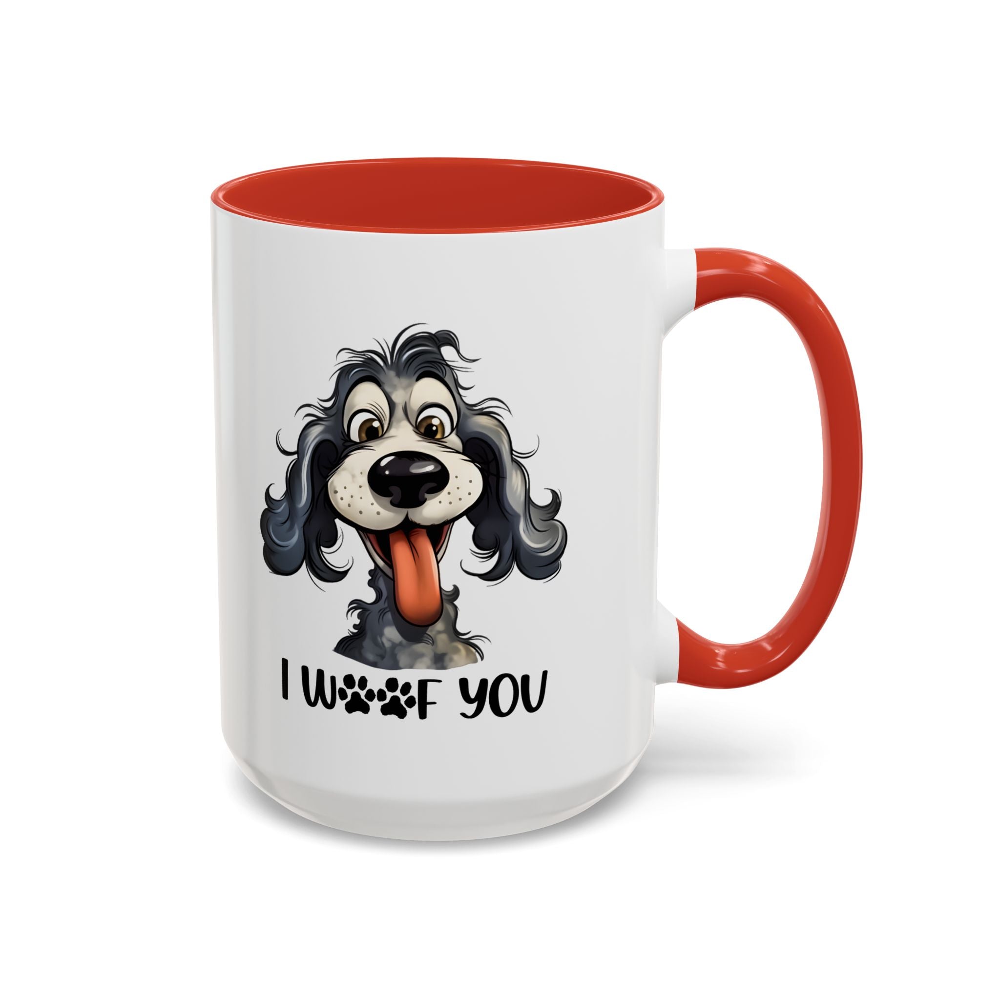 Dog Lover's Accent Coffee Mug - I Woof You, Pet Gift, Animal Lover Cup, Dog Mom Mug, Cute Dog Design, Fun Coffee Cup