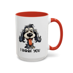 Dog Lover's Accent Coffee Mug - I Woof You, Pet Gift, Animal Lover Cup, Dog Mom Mug, Cute Dog Design, Fun Coffee Cup