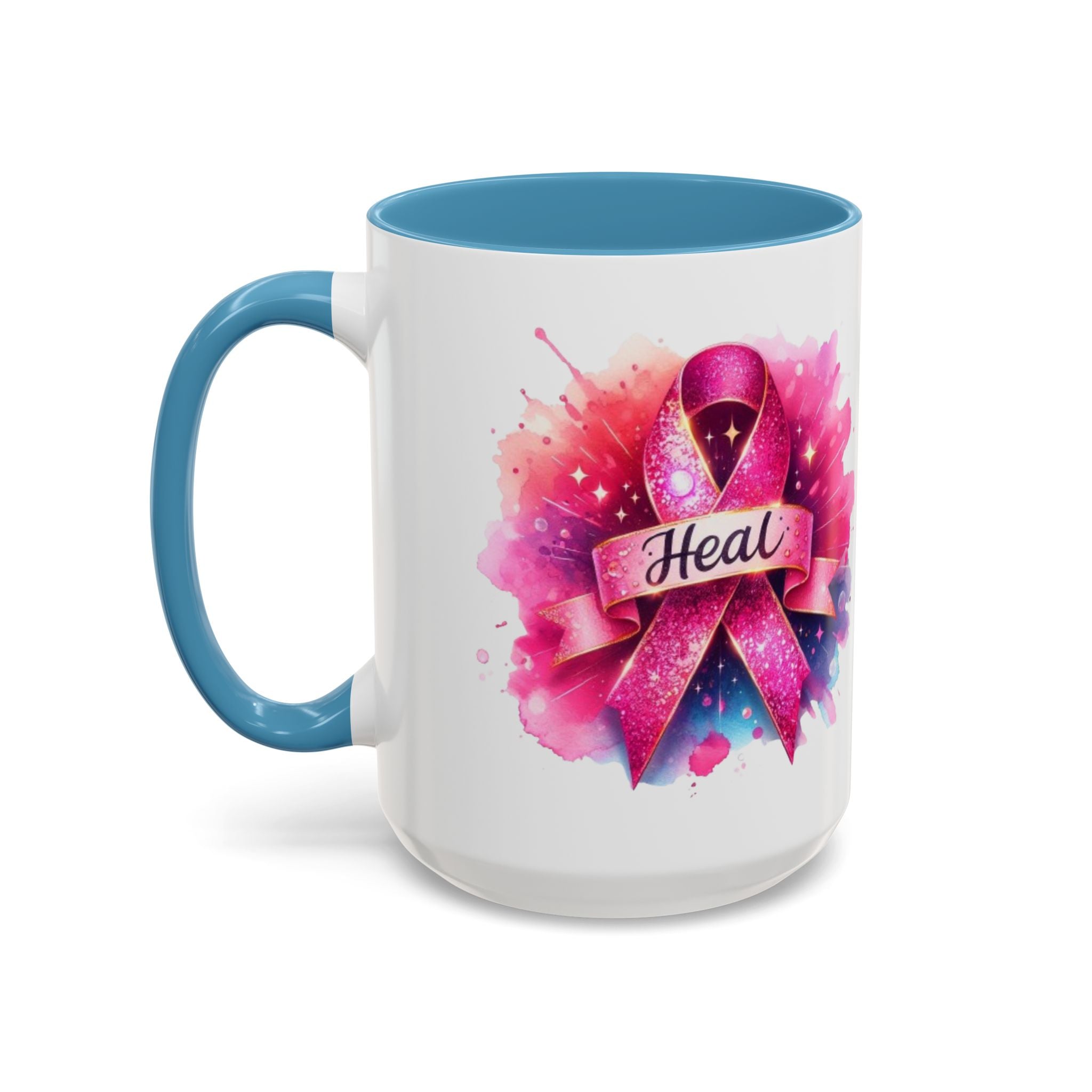 cancer awareness Inspirational Coffee Mug, Healing Ribbon Mug, Gift for Cancer Survivors, Motivational Drinkware, Support