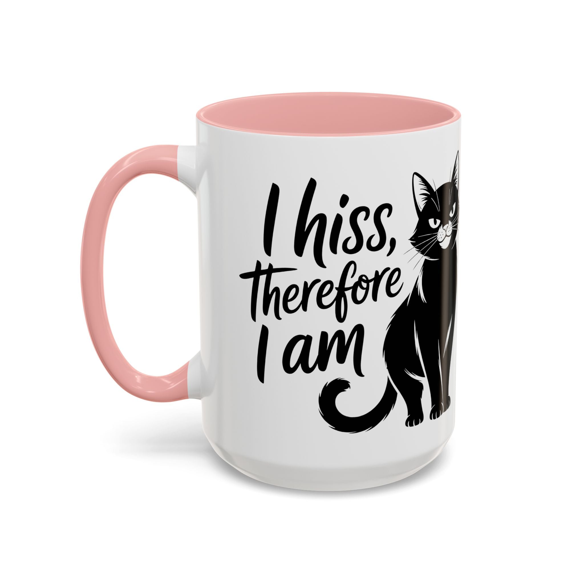 Cat Coffee Mug — "I Hiss Therefore I Am" Black Cat Accent Mug sarcasm attitude