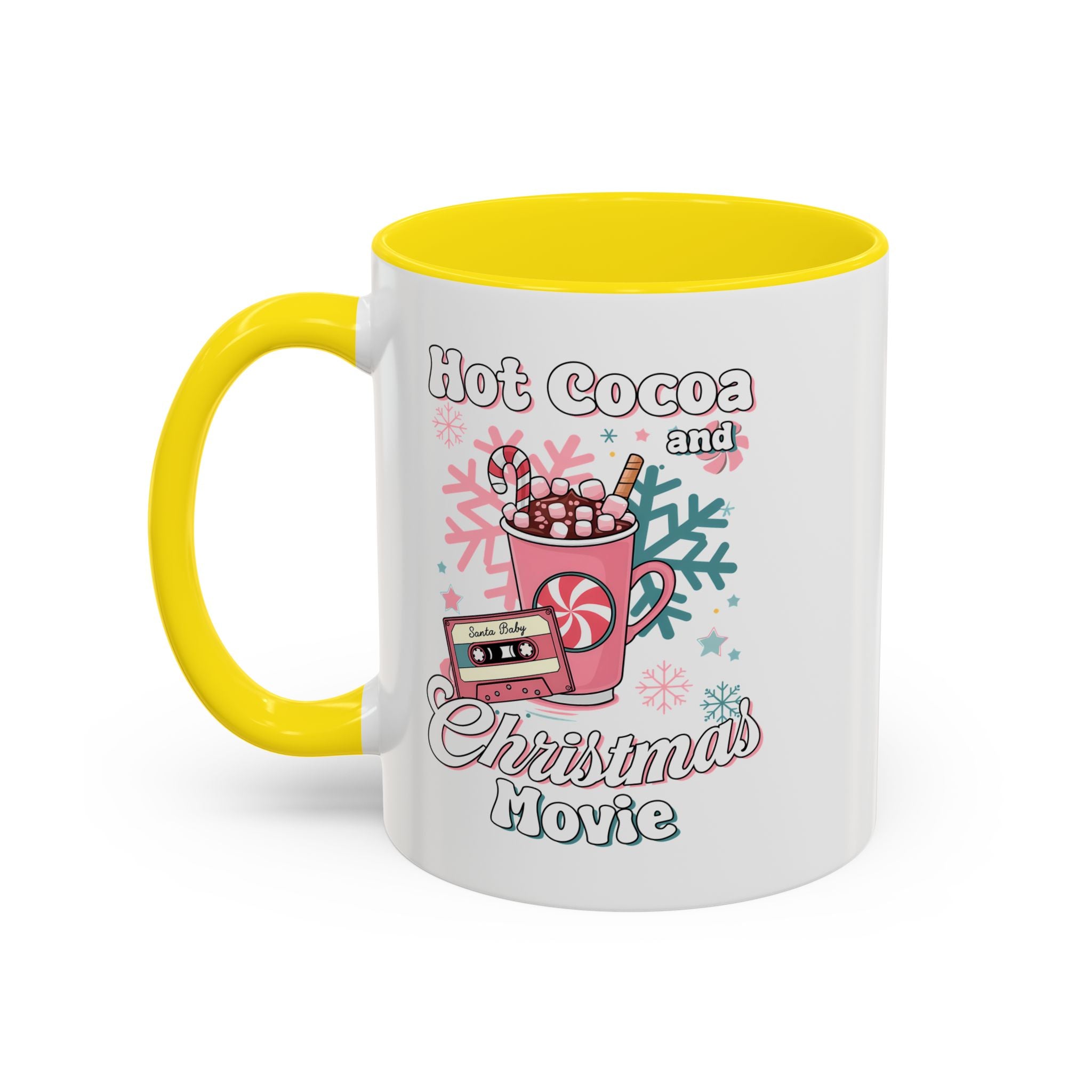 Hot Cocoa & Christmas Movie Mug, Cozy Holiday Cup, Winter Gift, Festive Beverage Container, Cute Coffee Mug