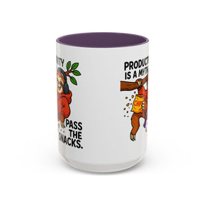 Funny Sloth Coffee Mug, Humor Mug Gift, Productivity Myth Mug, Cute Sloth Cup, Quirky Office Mug