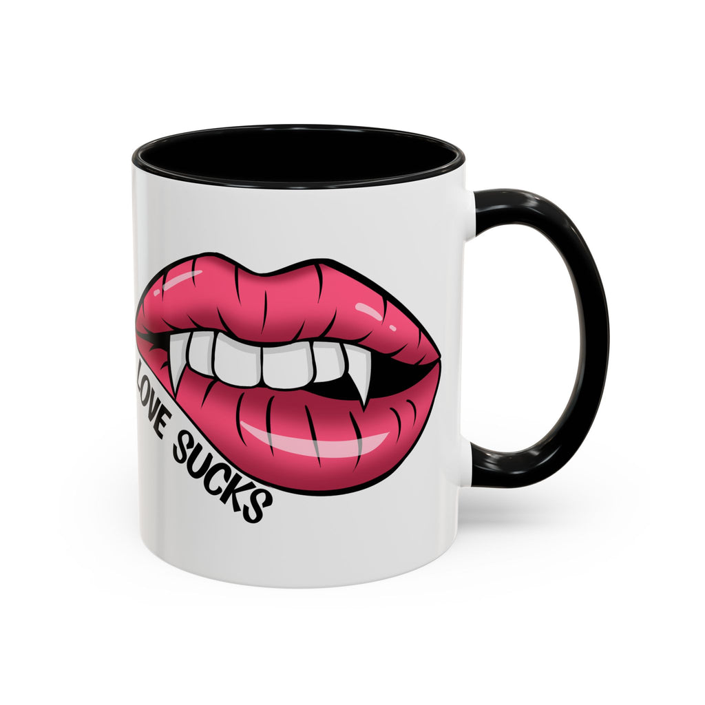 anti valentine Accent Coffee Mug - 'Love Sucks' Vampire Lips Coffee Mug