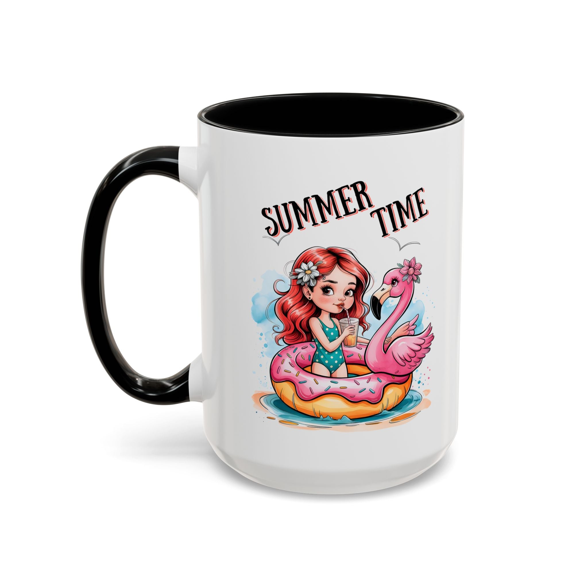Summer Time Accent Coffee Mug - 11oz & 15oz funny cute girl floating
