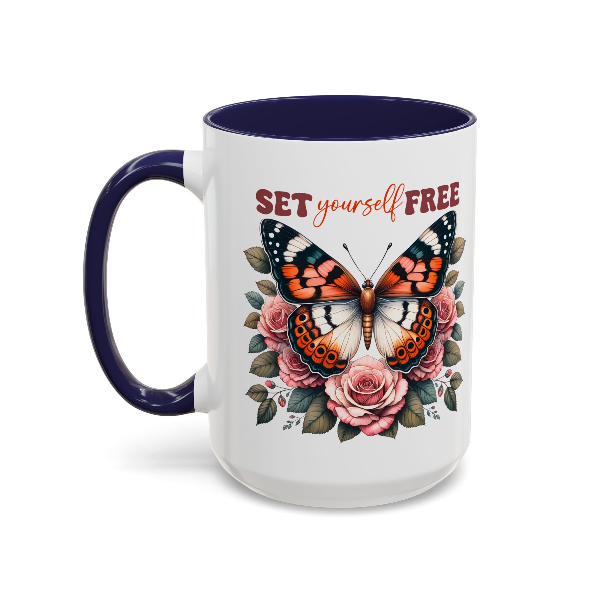 Butterfly Inspiring Coffee Mug - Set Yourself Free positive vibe mental health freedom
