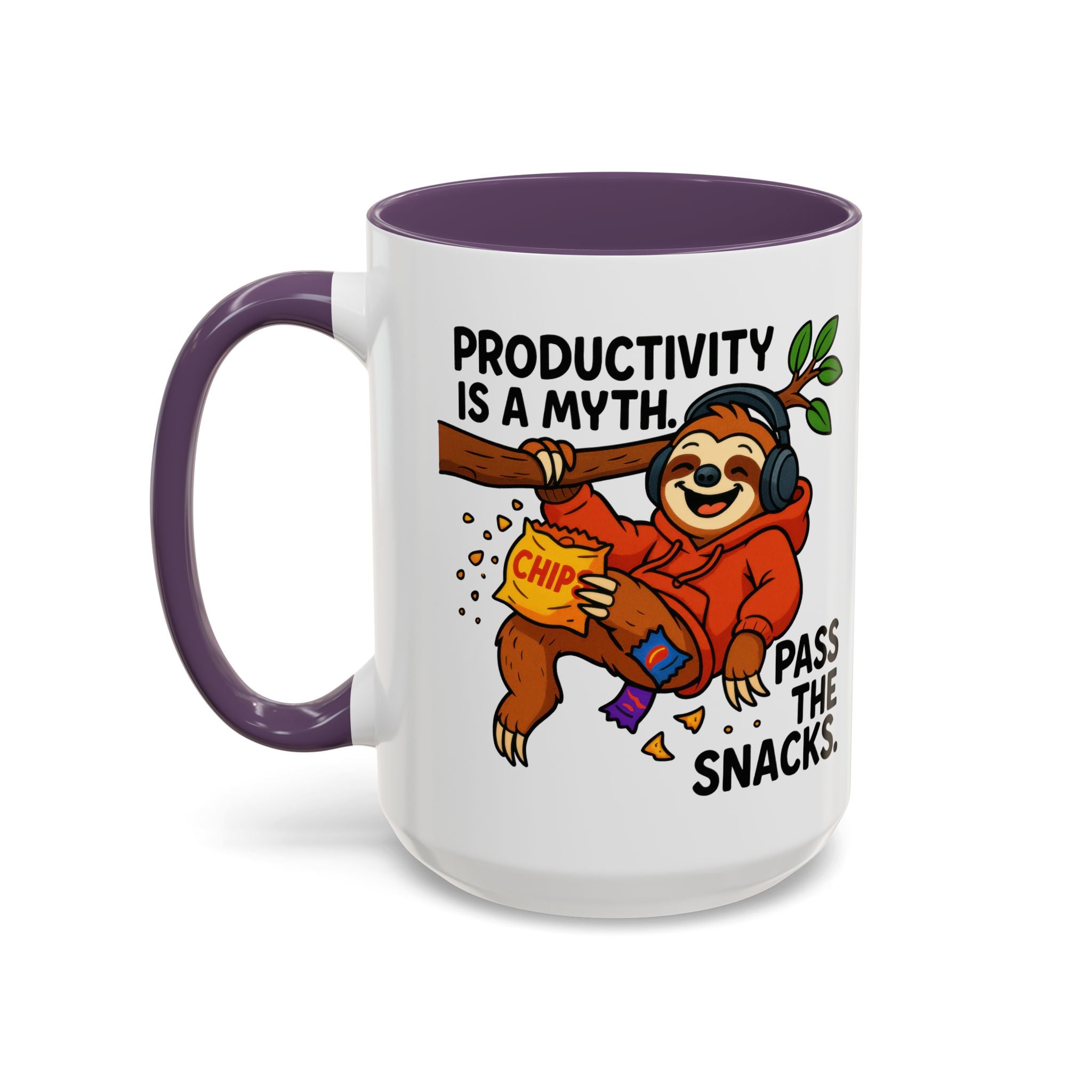 Funny Sloth Coffee Mug, Humor Mug Gift, Productivity Myth Mug, Cute Sloth Cup, Quirky Office Mug
