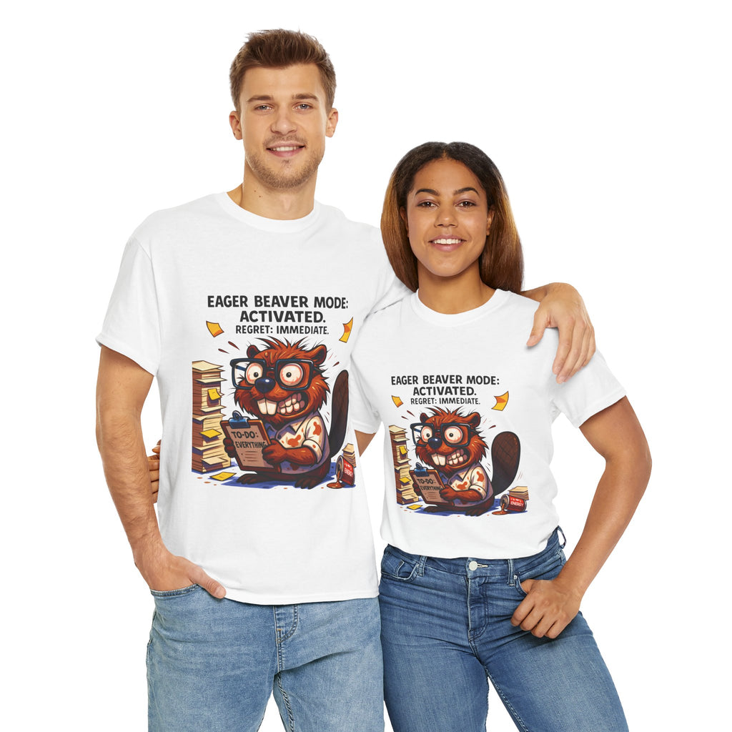 Eager Beaver Unisex Tee: Fun Gift for Book Lovers, Cozy Casual Wear, Quirky Graphic Tee, Perfect for Reading Festivals, Birthday Gift