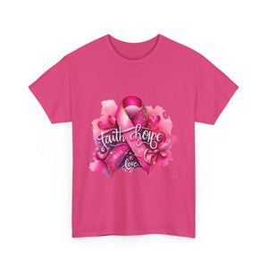 Breast Cancer Awareness Tee, Faith and Hope Message Shirt, Support Shirt, Gift for Survivors, Inspirational T-Shirt