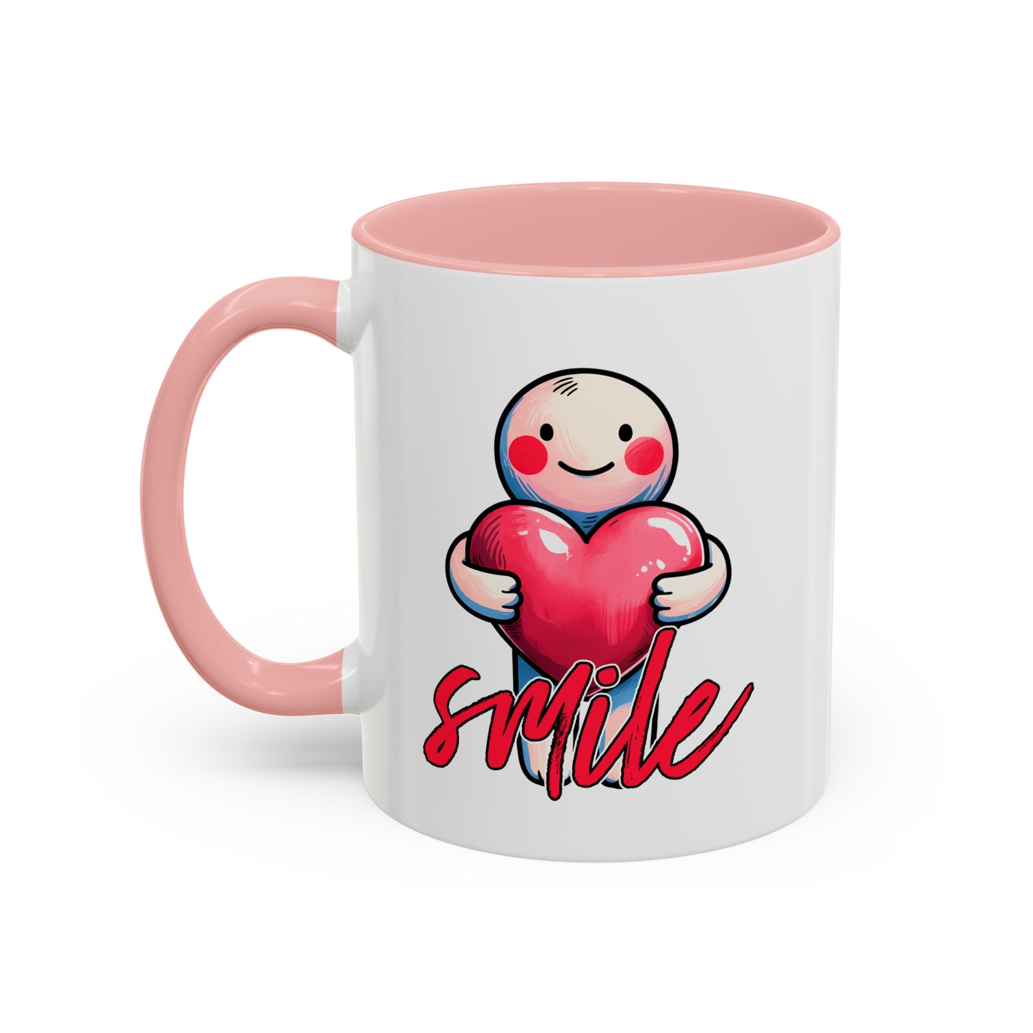 Smiling Heart Accent Coffee Mug - 11oz & 15oz | Cute Gift for Friends & Family