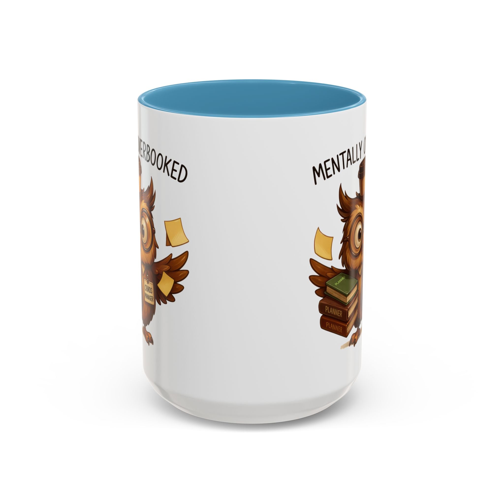 Cute Owl Coffee Mug | Mentally Overbooked Mug | Gifts for Book Lovers, Teacher Gifts, Office Decor, Funny Coffee Cup