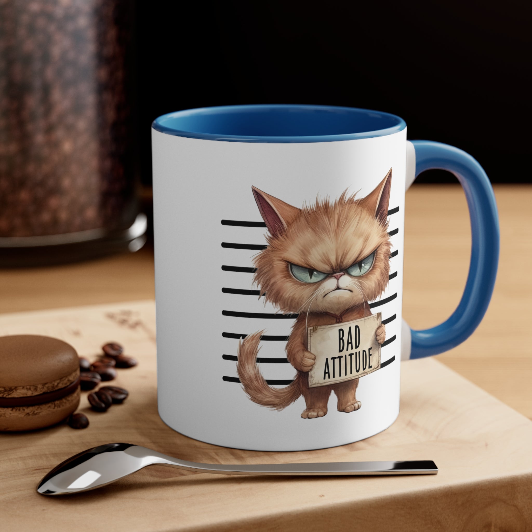 Funny cat bad attitude Accent Coffee Mug, 11oz animal lover gift